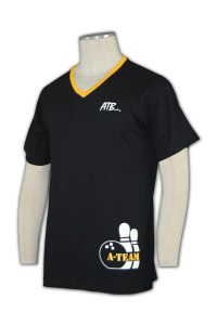 T278 訂造班衫   設計男裝V領T恤  撞色V領 訂製tee專門店       黑色